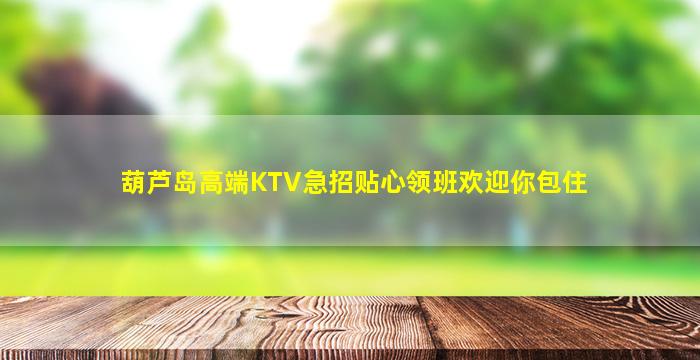 葫芦岛高端KTV急招贴心领班欢迎你包住